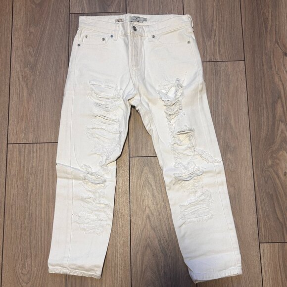 Topman Tapered Distressed White Denim - Picture 1 of 1